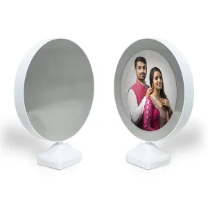 KC PRODUCTS 2-in-1 Personalized/Customised Desktop Magic Mirror and Glass Photo Wooden Frame LED Light Lamp for Home Decor Living Bedroom