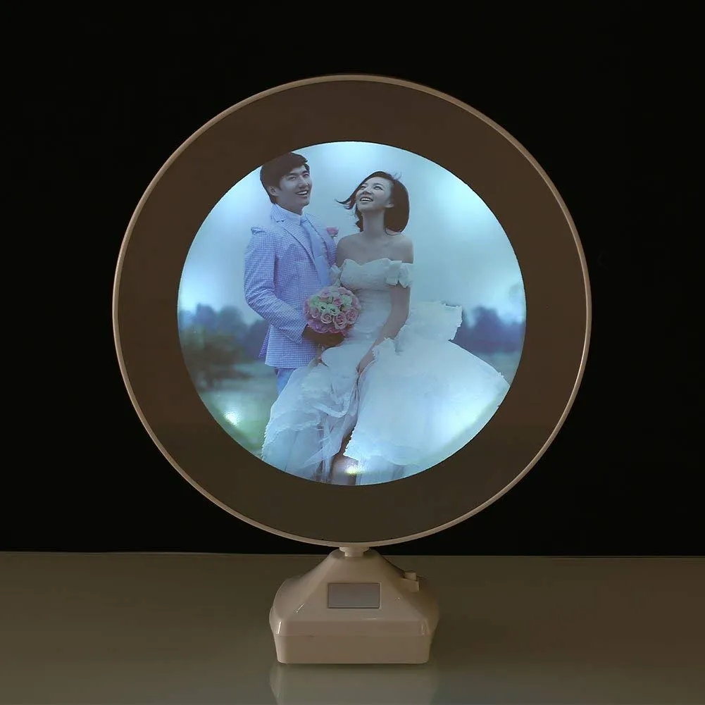 KC PRODUCTS 2-in-1 Personalized/Customised Desktop Magic Mirror and Glass Photo Wooden Frame LED Light Lamp for Home Decor Living Bedroom