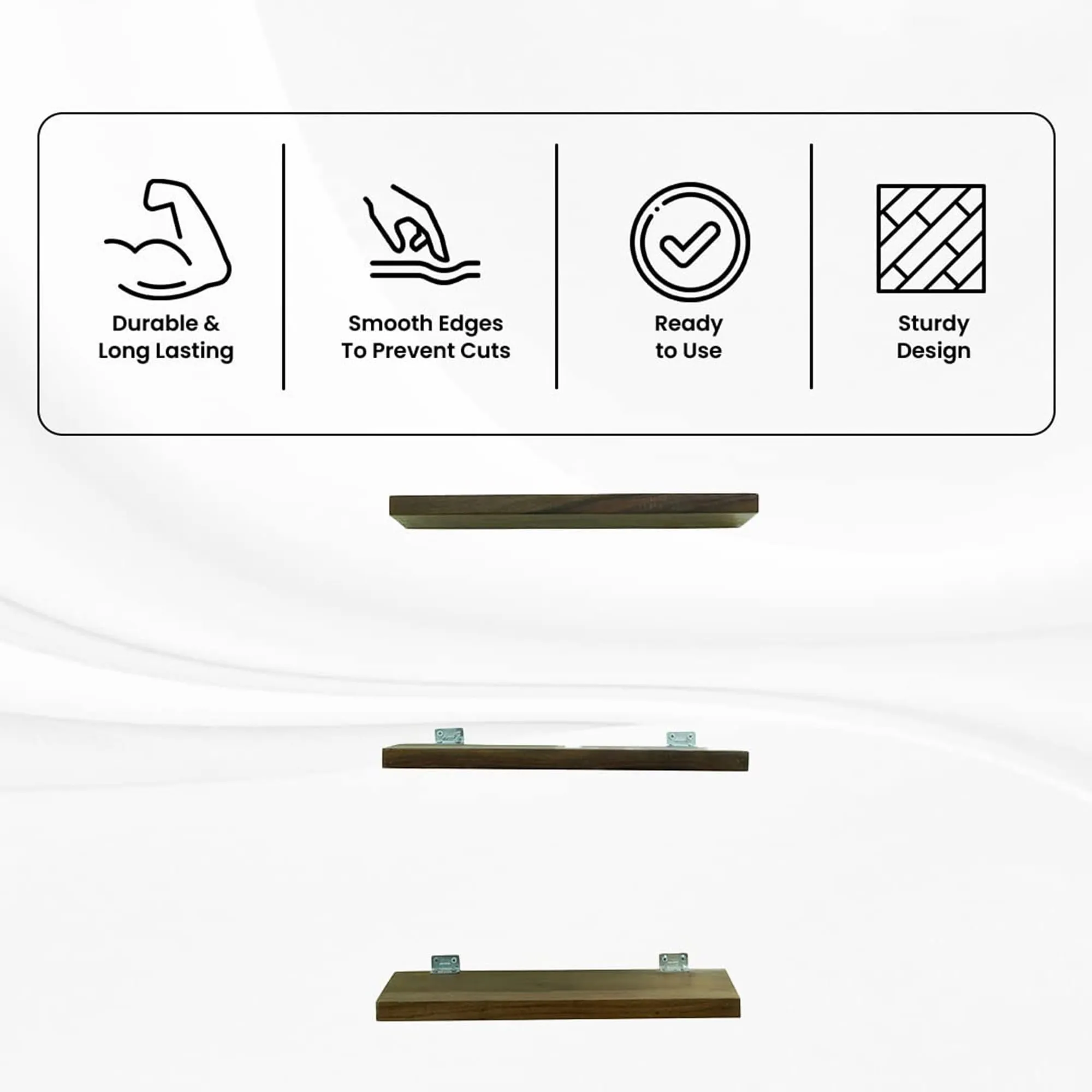 Kuber Industries Durable & Sturdy 3 Piece Termite Resistent Sheesham Wood Wall Mount Wooden Wall Shelf for Bedroom & Living Room | Furniture Wall Rack Shelf for Decor | Brown