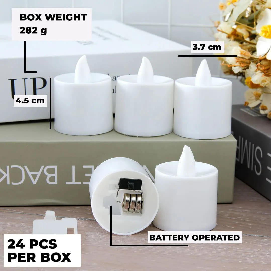 Kuber Industries LED Tea Light Candles for Home Decor |Battey Operated |Flameless Yellow Light |Diwali Lights for Home Decoration, Other Festivities & Parties|B0-051702B (Candle with Blue) Pack of 24