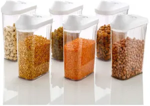Kuber Industries Plastic Storage container Set with sliding Mouth, Set of 6, 750ml (White) - CTKTC30867
