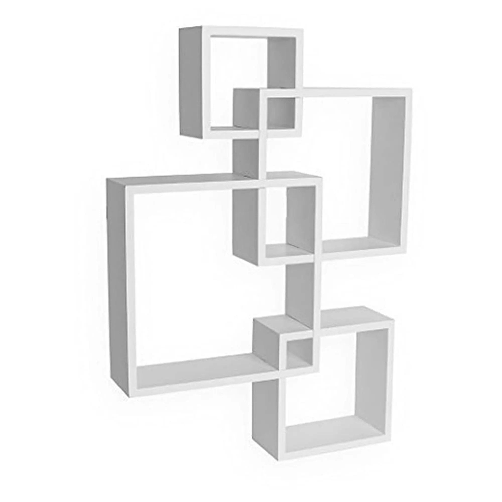 Kuber Industries Wooden 4 Intersecting Wall Mount Wooden Wall Shelf for Bedroom & Living Room | DIY Assembly Book Shelve for Home Library | Wall Rack Shelf for Decor | White