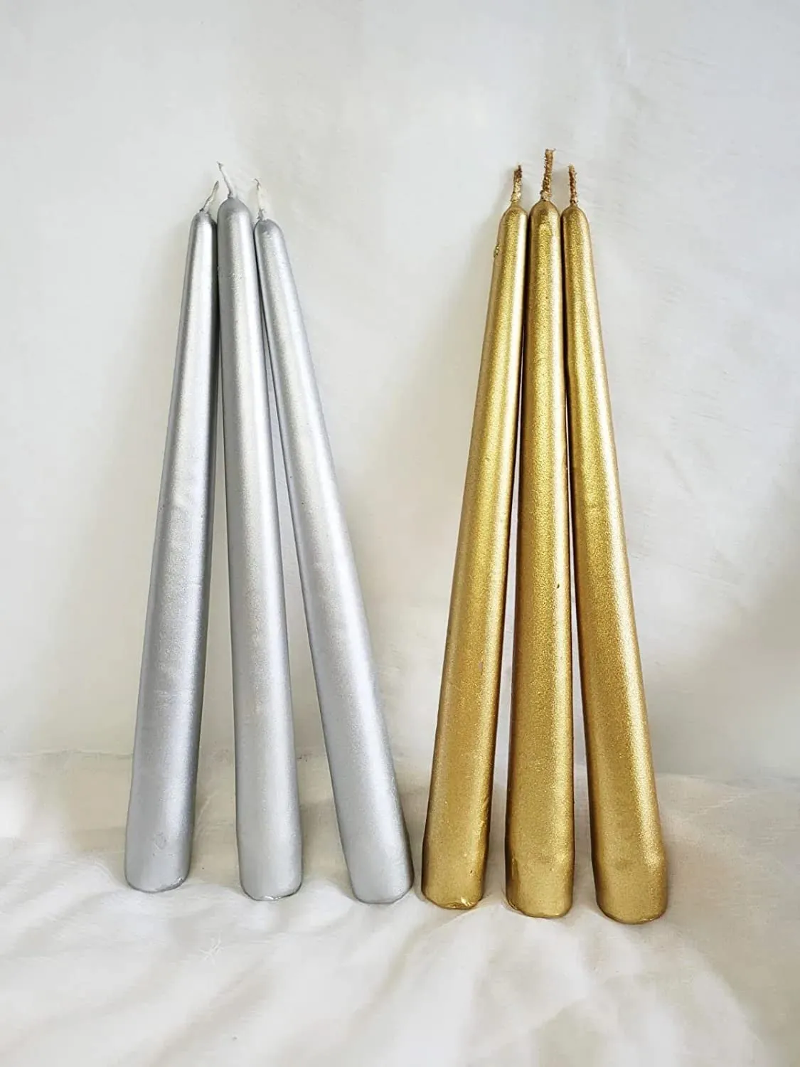 Kween Taper Candle, Party Candles| Diwali Candles l Size- 9" Long (Qty: 6) (Golden & Silver)