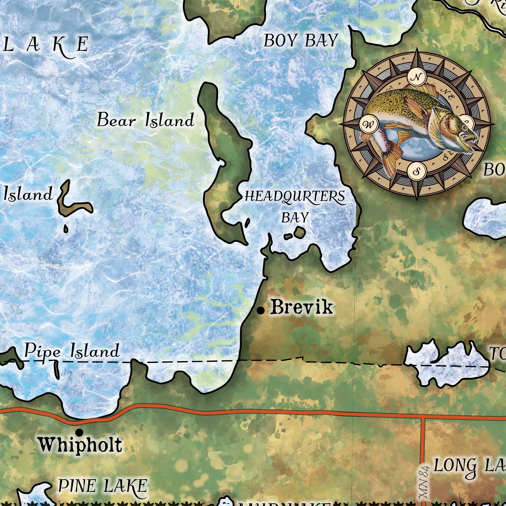 Leech Lake Minnesota Map Sherpa Fleece Blanket Double Stitched Edges Cozy Luxury Fluffy Super Soft 430 GSM Polyester Throw Blanket