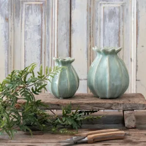 Lilian Poppy Head vase - 2 sizes - Green