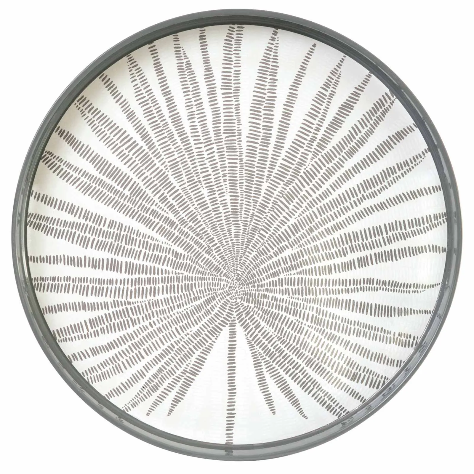 Linen White Neutral Palm 15 Inch Round Tray