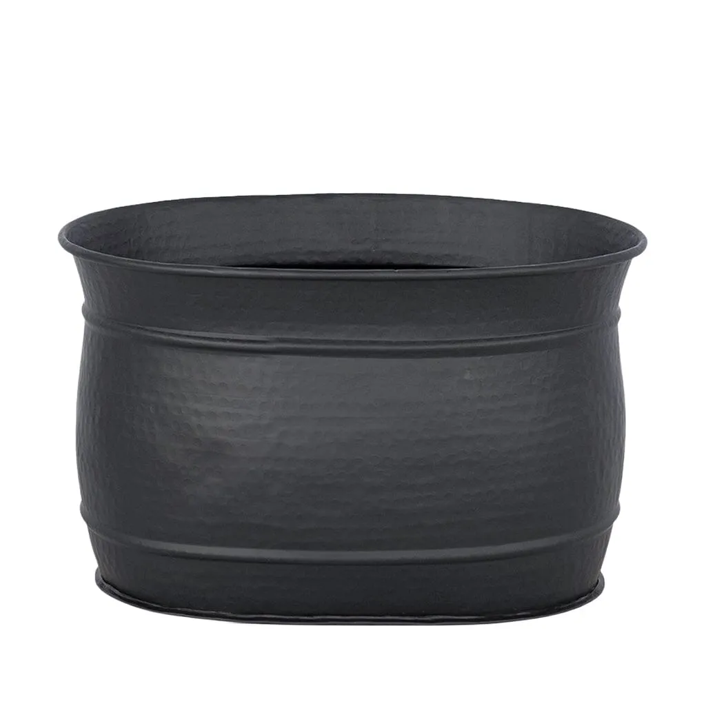 Lombard Hammered Black Bowl/Planter - Large