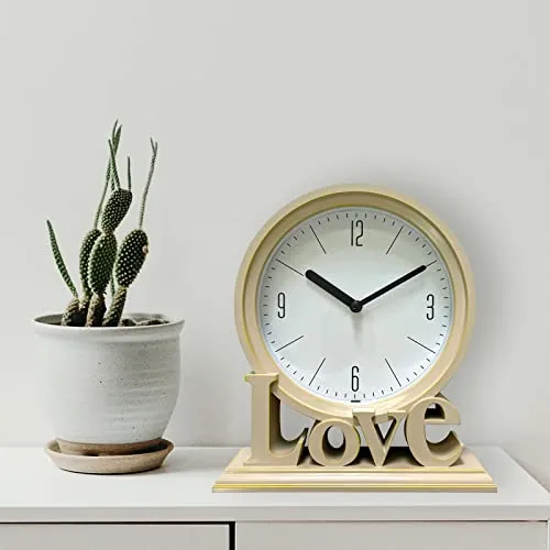 LOSA Geometric Table Clock Decorative Battery Powered Living Room Ornament Pink