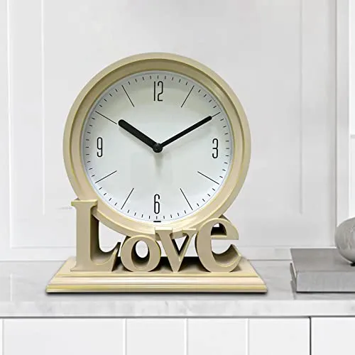 LOSA Geometric Table Clock Decorative Battery Powered Living Room Ornament Pink