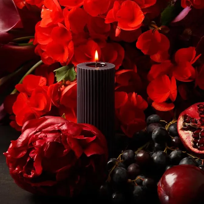 Luces Soy Wax Black Long Ribbed Pillar Candles Pack of 3 Scented 2''x5''Inches Candle Valentine Gift Wedding Home Party Decoration Spa X-mass Church