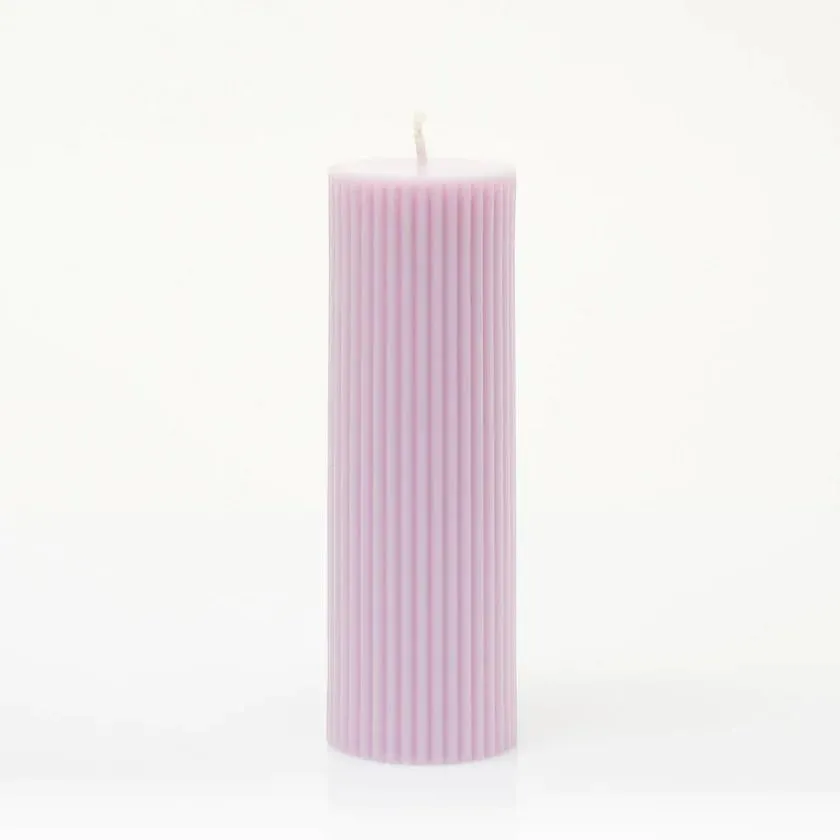 Luces Soy Wax Purple Long Ribbed Pillar Candles Pack of 3 Scented 2''x5''Inches Candle Valentine Gift Wedding Home Party Decoration Spa X-mass Church