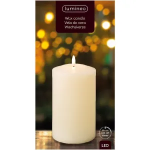 Lumineo 19cm LED Cream Church Wax Candle