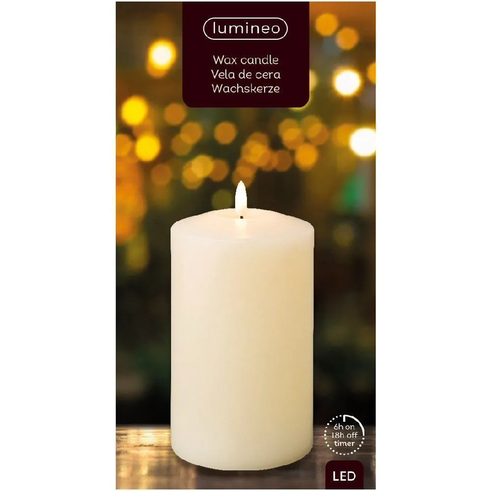 Lumineo 19cm LED Cream Church Wax Candle