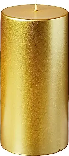 Lustrous Treasures Igniting Magic: Set of 4 Unforgettable Gold-Leafed Pillar Candles, Meticulously Handcrafted to Transform Any Space into a Realm of Unparalleled Opulence.