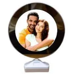 Magic Mirror Photo Frame with Light Photos Gift Personalized Customized Frames for Valentine’s Day Gifts, Anniversary, Birthday and Home Decor (ROUND)