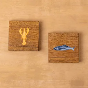 Mango Wood Trivets | Marine | Beige | Set of 2