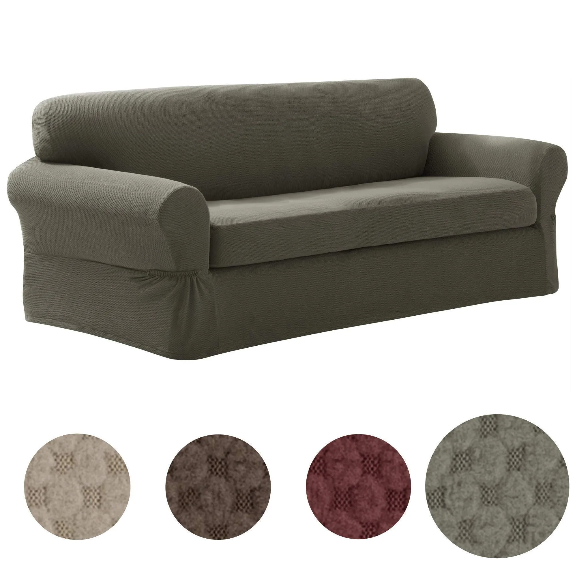 MAYTEX Pixel Slipcover 2 Piece Sofa Dusty Olive Green