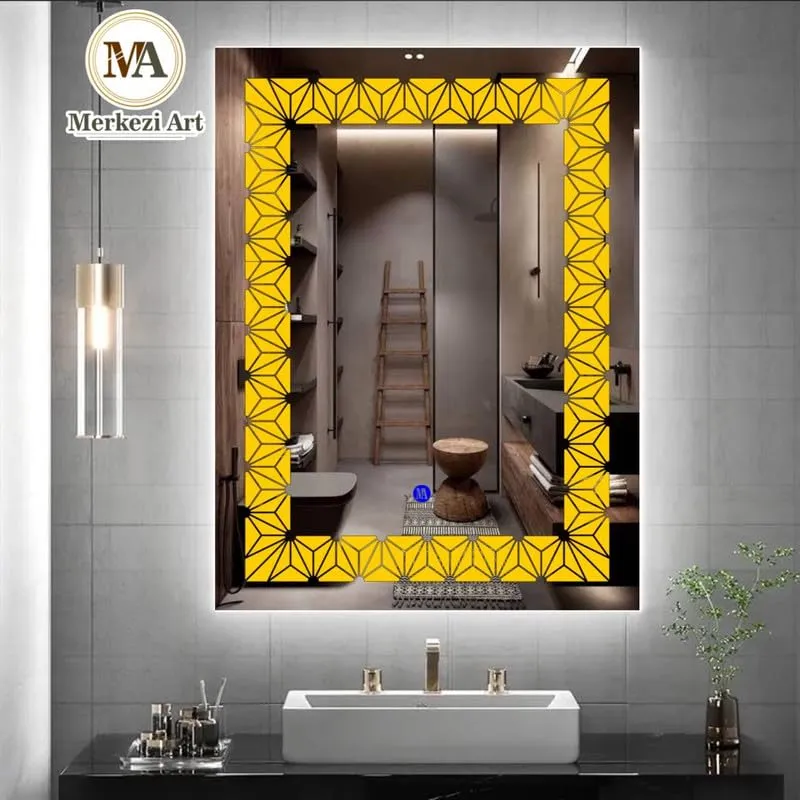 MERKEZI ART MA22 LED Light Mirror for Wall, Bathroom, Bedroom, Living Room, Makeup Room, 3 in 1 Color Light Wall Mirror (18 x 24 Inch)