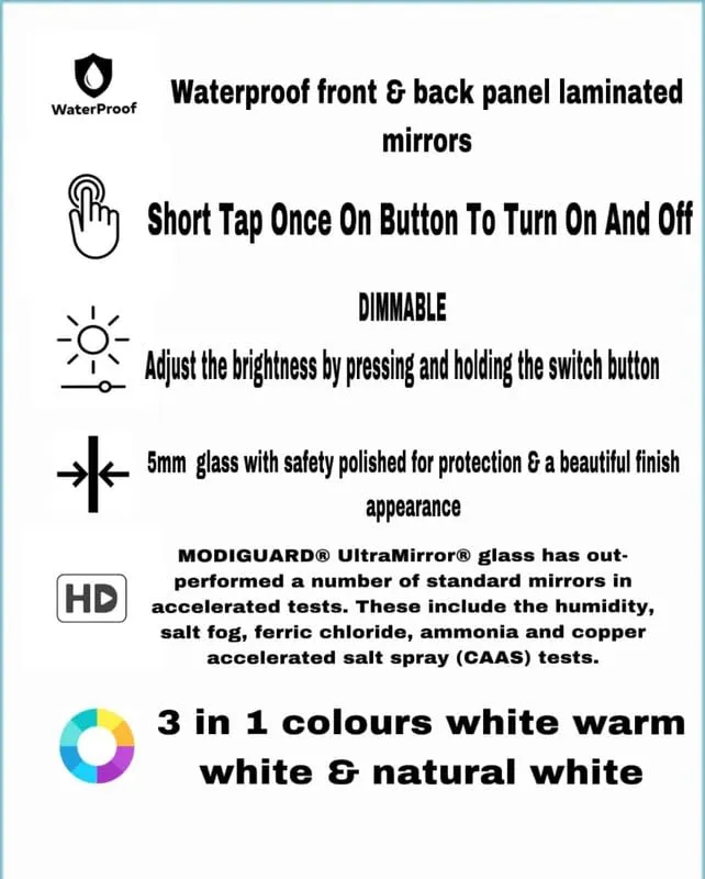 MERKEZI ART MA26 LED Light Mirror for Wall, Bathroom, Bedroom, Living Room, Makeup Room, 3 in 1 Color Light Wall Mirror (18 x 24 Inch)