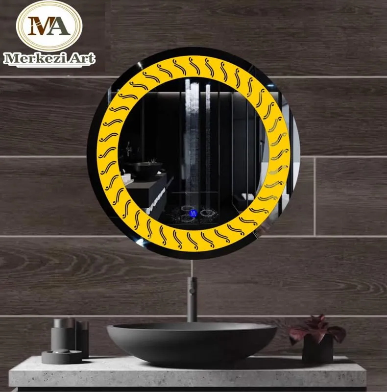 MERKEZI ART MC36 LED Light Mirror for Wall, Bathroom, Bedroom, Living Room, Makeup Room, 3 in 1 Color Light Wall Mirror (24 x 24 Inch)