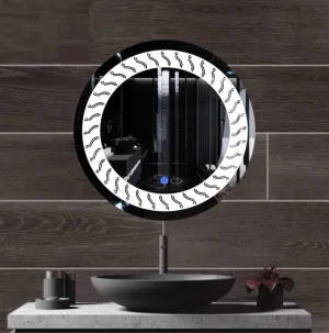 MERKEZI ART MC36 LED Light Mirror for Wall, Bathroom, Bedroom, Living Room, Makeup Room, 3 in 1 Color Light Wall Mirror (24 x 24 Inch)