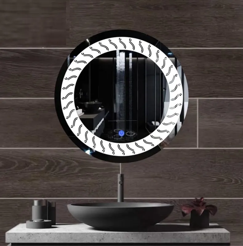 MERKEZI ART MC36 LED Light Mirror for Wall, Bathroom, Bedroom, Living Room, Makeup Room, 3 in 1 Color Light Wall Mirror (24 x 24 Inch)