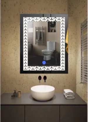 MERKEZI ART Rectangle Shape Inbuild Led Lights Decorative Wall Mirror for Bathroom, Living Room, Bedroom, Vanity Mirrors, Makeup 24 x 18 Inch (MA03)