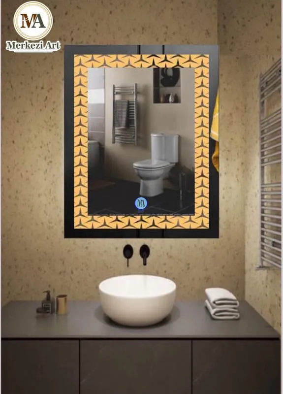 MERKEZI ART Rectangle Shape Inbuild Led Lights Decorative Wall Mirror for Bathroom, Living Room, Bedroom, Vanity Mirrors, Makeup 24 x 18 Inch (MA03)
