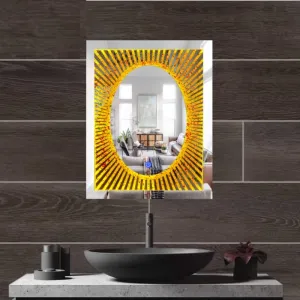 MERKEZI ART Rectangle Shape Inbuild Led Lights Decorative Wall Mirror for Bathroom, Living Room, Bedroom, Vanity Mirrors, Makeup 24 x 18 Inch (MA09)