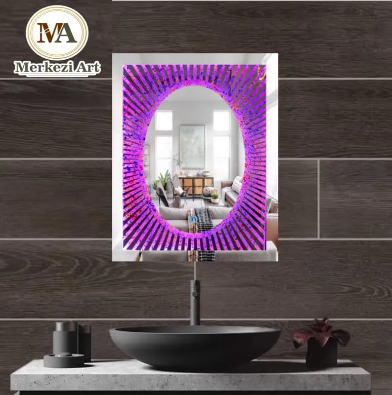 MERKEZI ART Rectangle Shape Inbuild Led Lights Decorative Wall Mirror for Bathroom, Living Room, Bedroom, Vanity Mirrors, Makeup 24 x 18 Inch (MA09)
