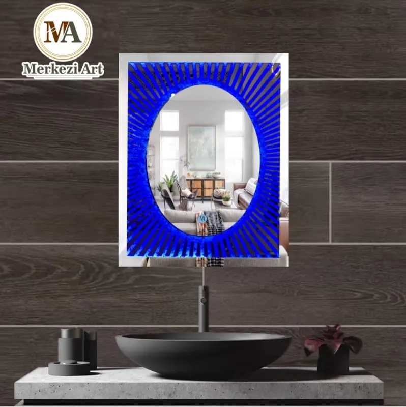 MERKEZI ART Rectangle Shape Inbuild Led Lights Decorative Wall Mirror for Bathroom, Living Room, Bedroom, Vanity Mirrors, Makeup 24 x 18 Inch (MA09)