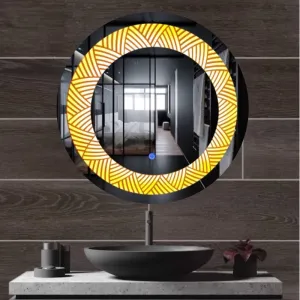 MERKEZI ART Round Shape Inbuild Led Lights Decorative Wall Mirror for Bathroom, Living Room, Bedroom, Vanity Mirrors, Makeup 24 x 24 Inch (MC02)