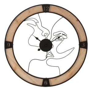 Metal & Wooden Kissing Couple Wall Clock