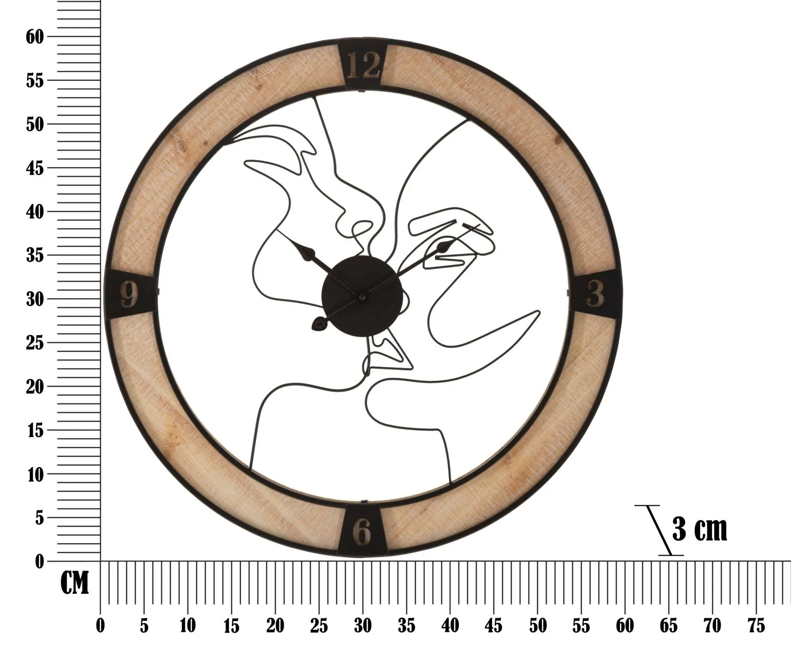 Metal & Wooden Kissing Couple Wall Clock