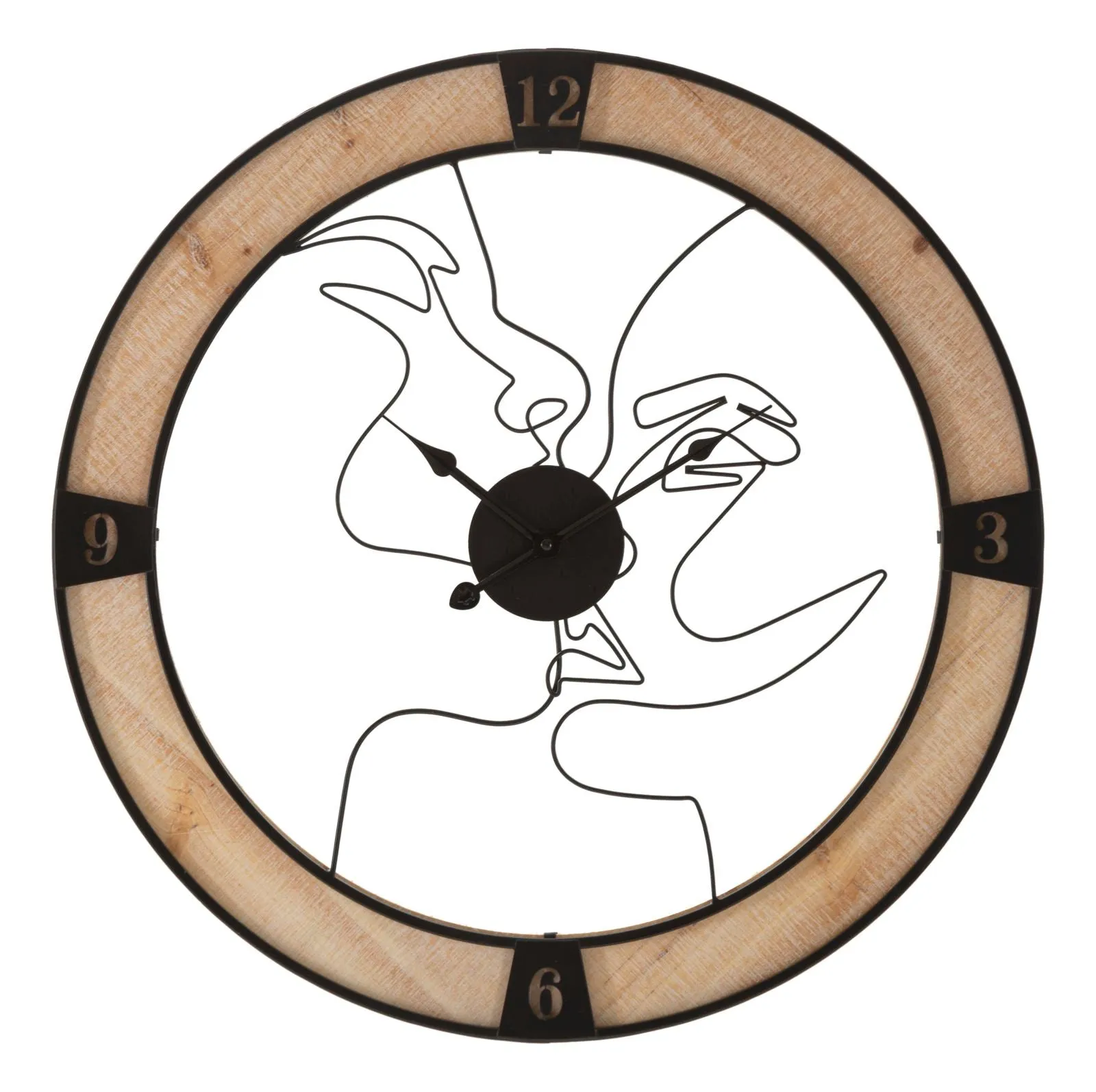 Metal & Wooden Kissing Couple Wall Clock