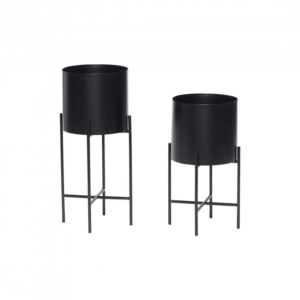 Metal Planter with Stand - Set of Two