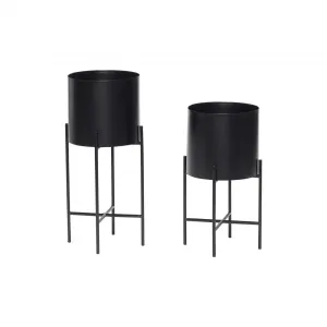 Metal Planter with Stand - Set of Two