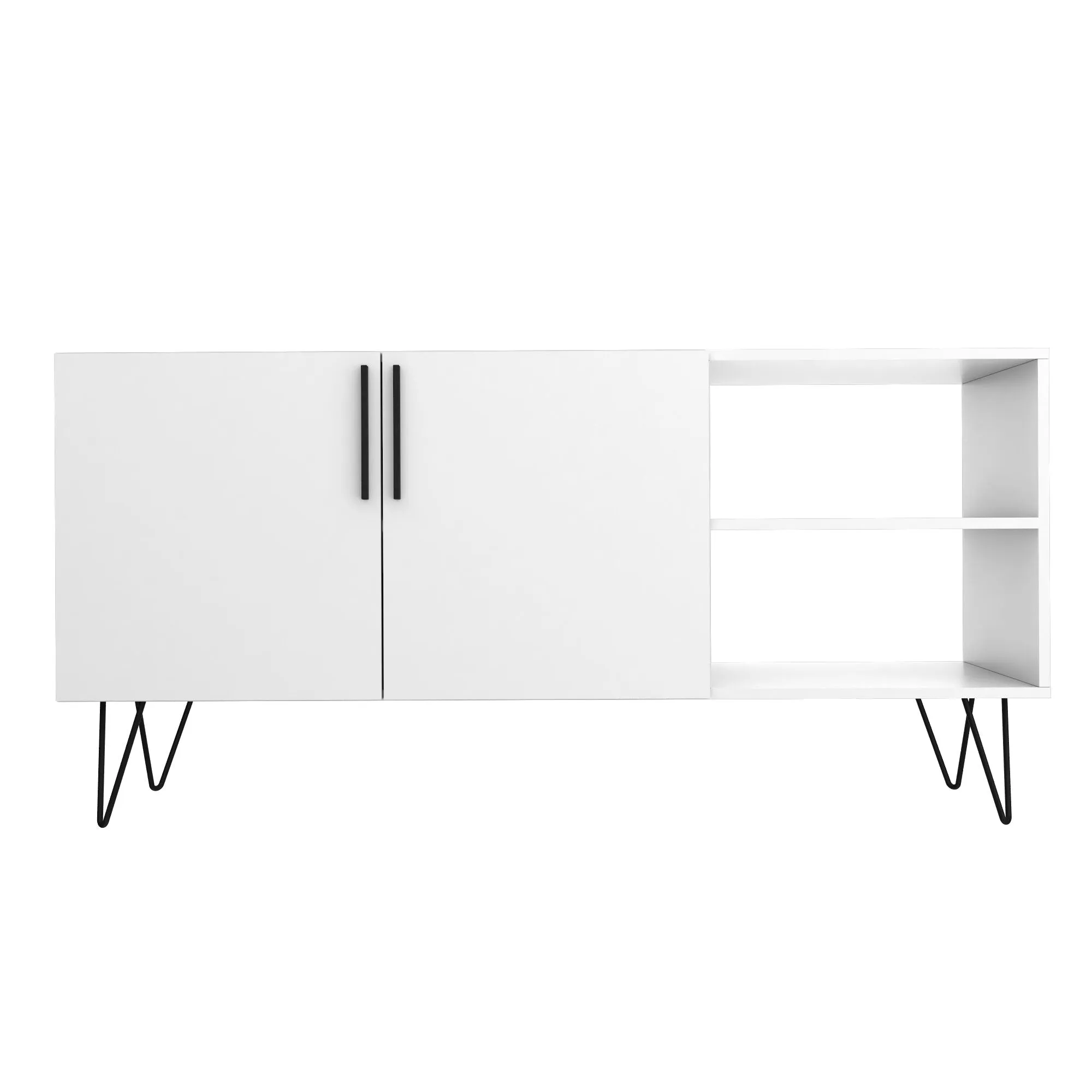 Mid-Century - Modern Nolita 53.15" Sideboard with 4 Shelves in White