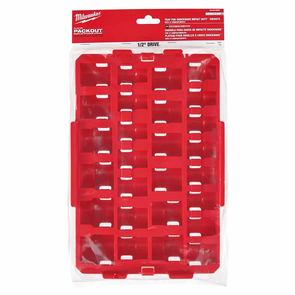 Milwaukee 49-66-6834 Shockwave Impact Duty Socket 1/2" Drive 27-Piece MM Tray Only