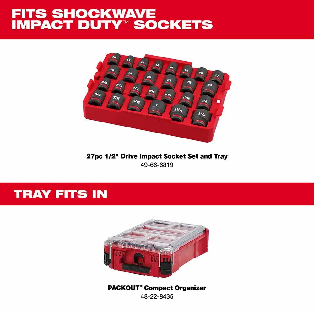 Milwaukee 49-66-6834 Shockwave Impact Duty Socket 1/2" Drive 27-Piece MM Tray Only