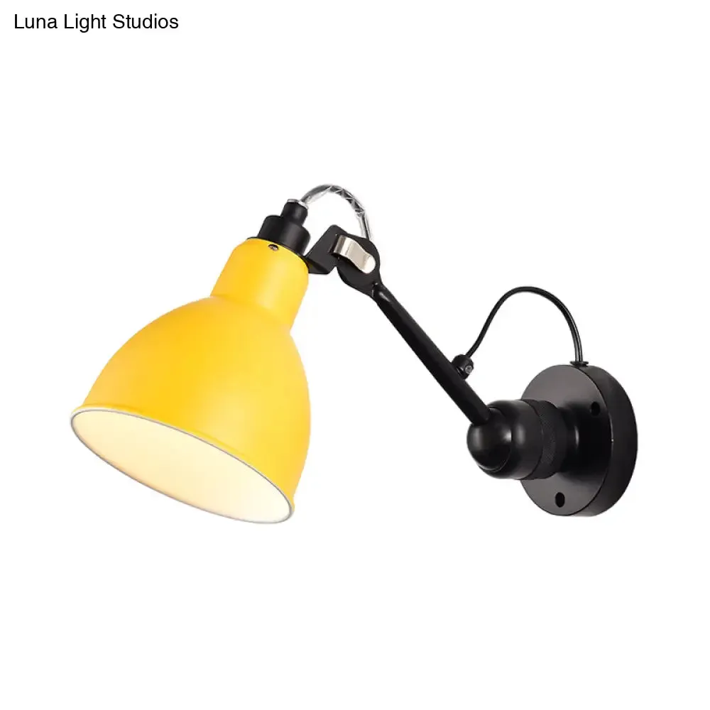Minimalist 1-Head Wall Lamp with Metal Shade - Black/White Sconce Lighting for Living Room