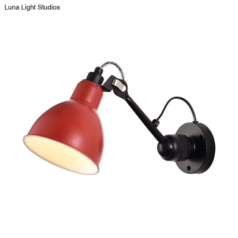 Minimalist 1-Head Wall Lamp with Metal Shade - Black/White Sconce Lighting for Living Room