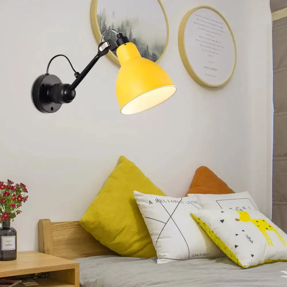 Minimalist 1-Head Wall Lamp with Metal Shade - Black/White Sconce Lighting for Living Room