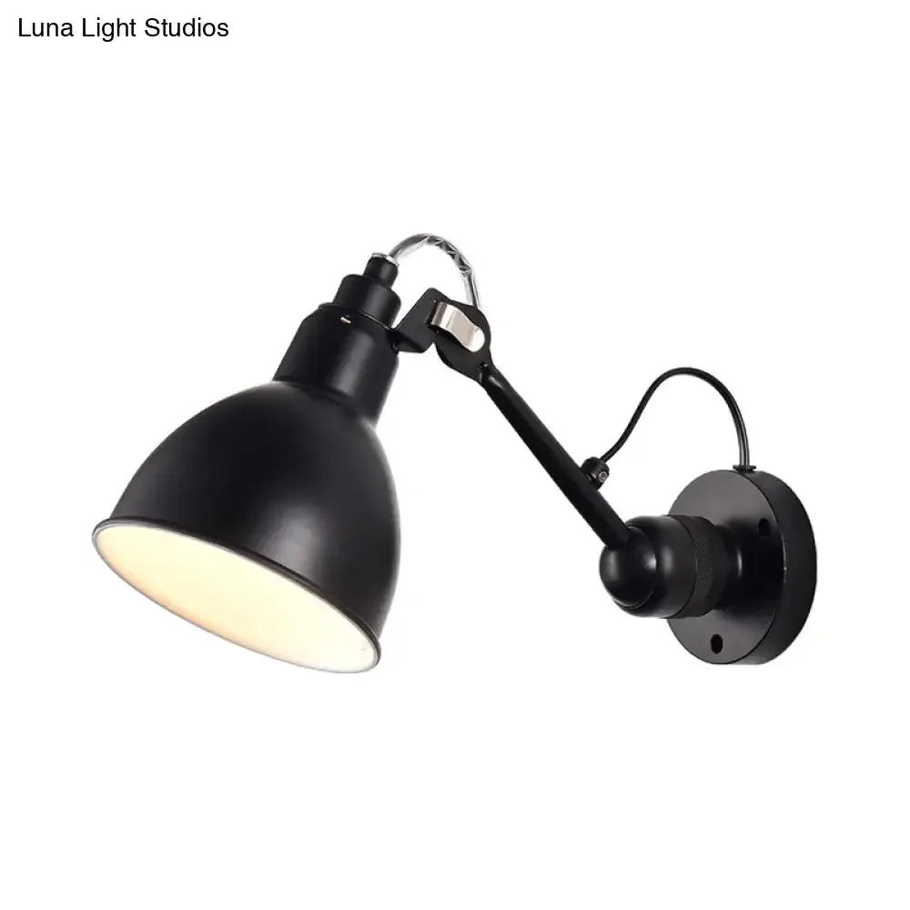 Minimalist 1-Head Wall Lamp with Metal Shade - Black/White Sconce Lighting for Living Room