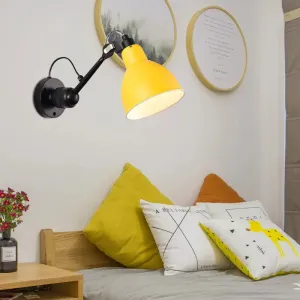 Minimalist 1-Head Wall Lamp with Metal Shade - Black/White Sconce Lighting for Living Room