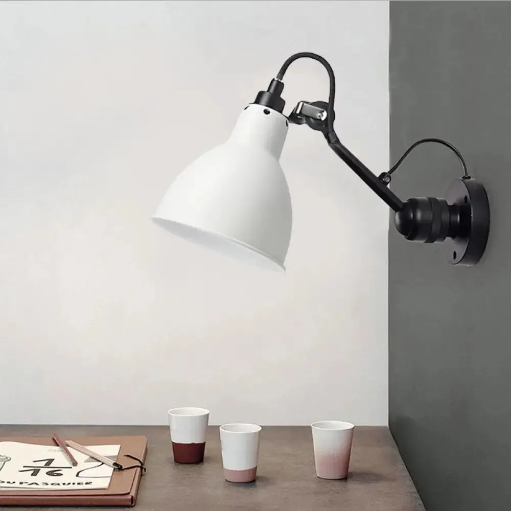 Minimalist 1-Head Wall Lamp with Metal Shade - Black/White Sconce Lighting for Living Room