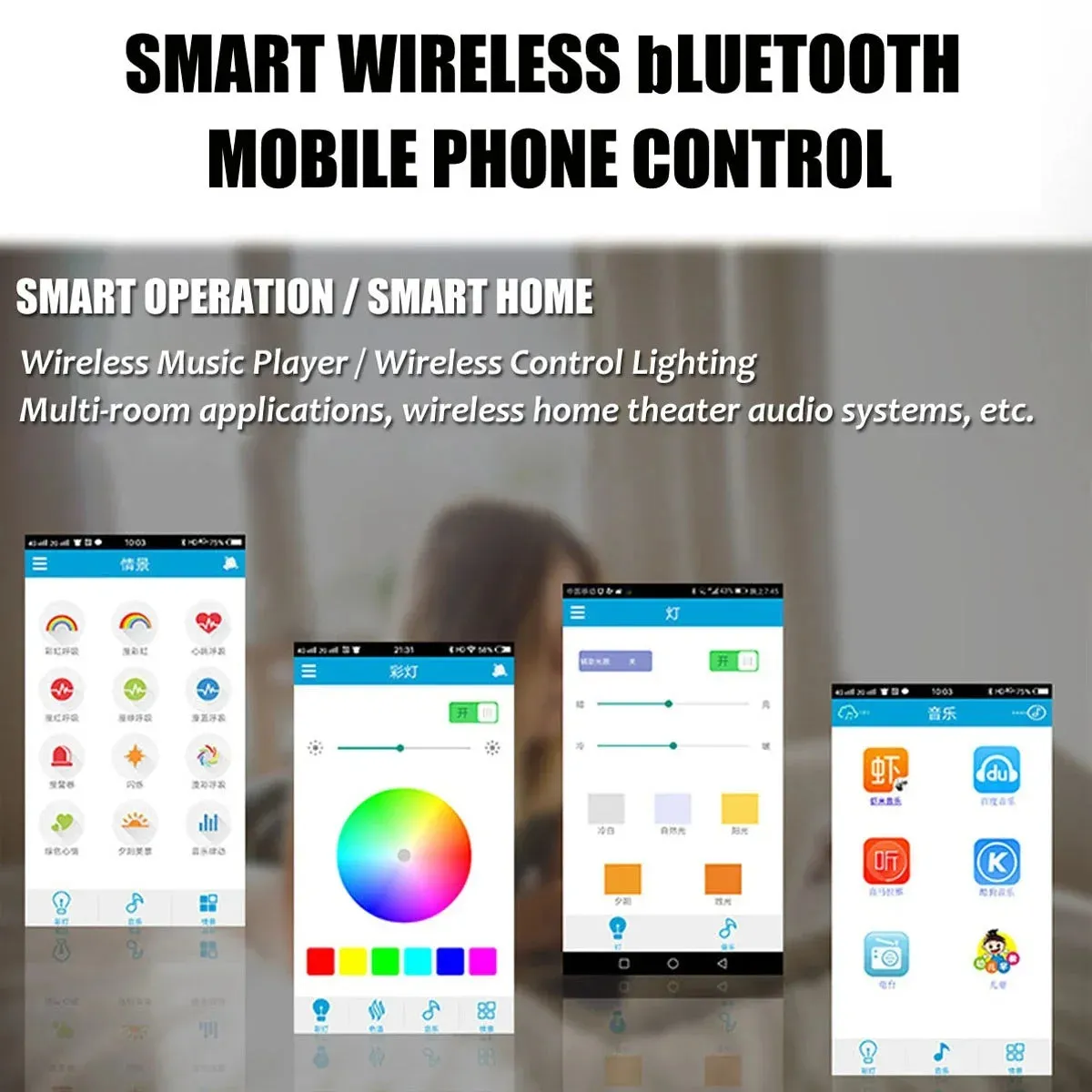 Modern Ceiling Lamps RGB Dimming Home Lighting APP Bluetooth Music Light.