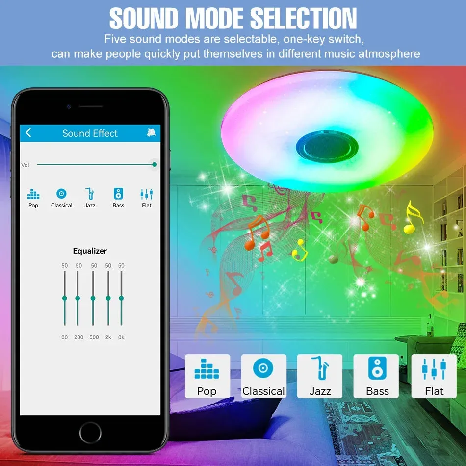 Modern Ceiling Lamps RGB Dimming Home Lighting APP Bluetooth Music Light.