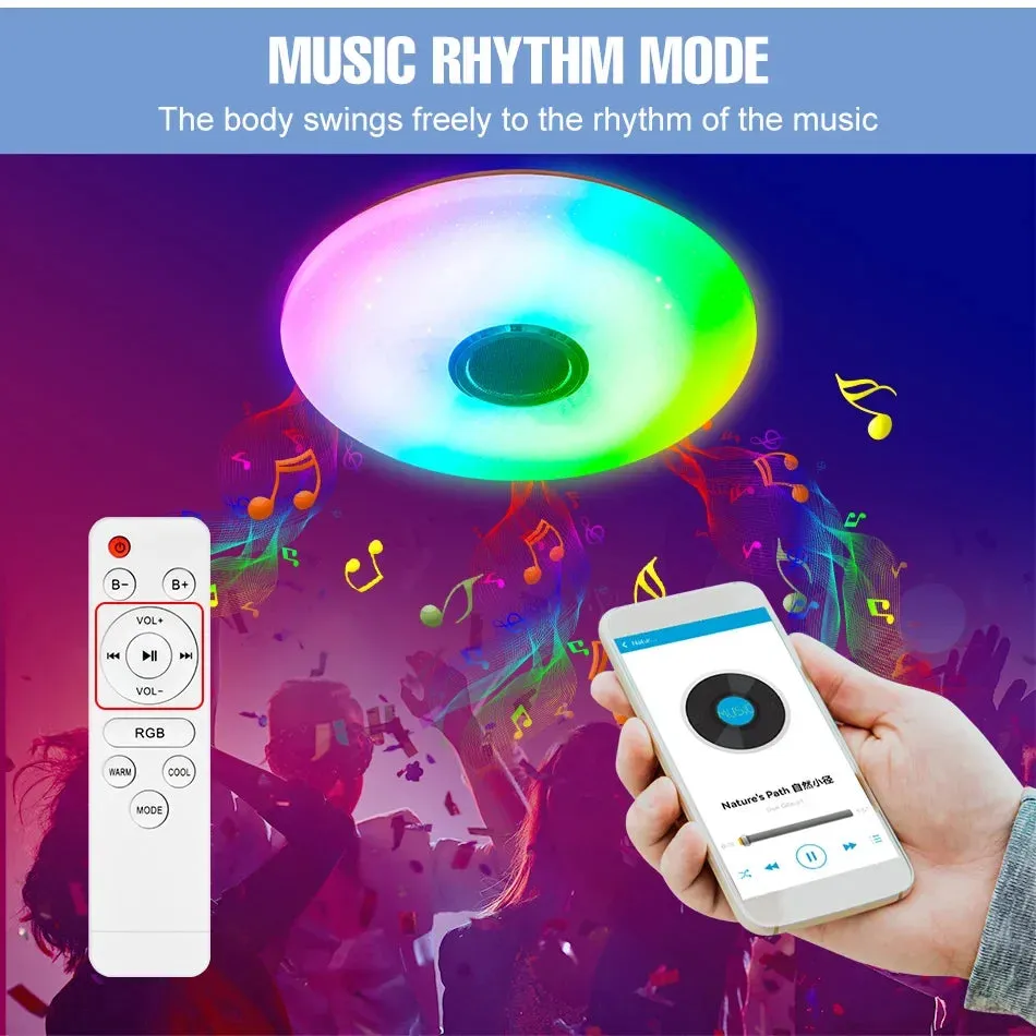 Modern Ceiling Lamps RGB Dimming Home Lighting APP Bluetooth Music Light.