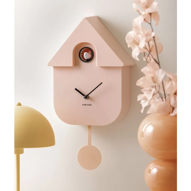 Modern Cuckoo Wall Clock - Light Pink